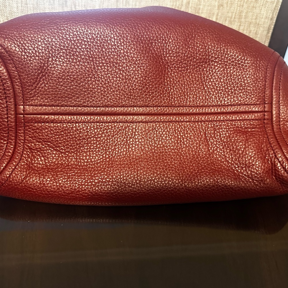 Michael Kors Fulton Large Shoulder Hobo Bag Pebbled Leather Rich Wine Red - Picture 5 of 5